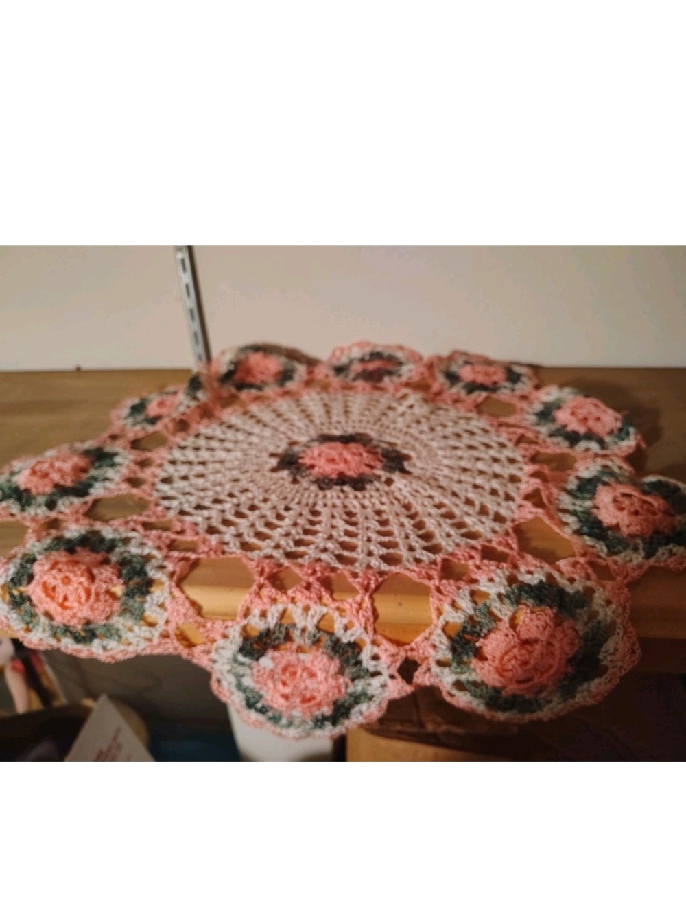 Handmade Pink Floral Crochet Doily - Home Accents